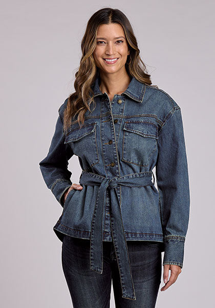 Stetson Women's Stone Wash Denim Shirt Jacket - front