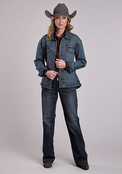 Stetson Women's Stone Wash Denim Shirt Jacket - styled
