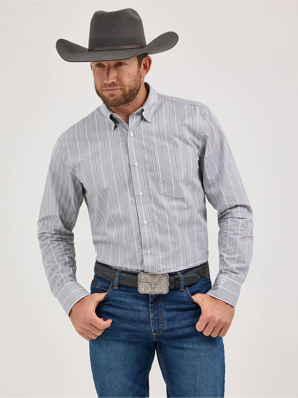 Wrangler Mens Gray Stripe 112369538 - view 1