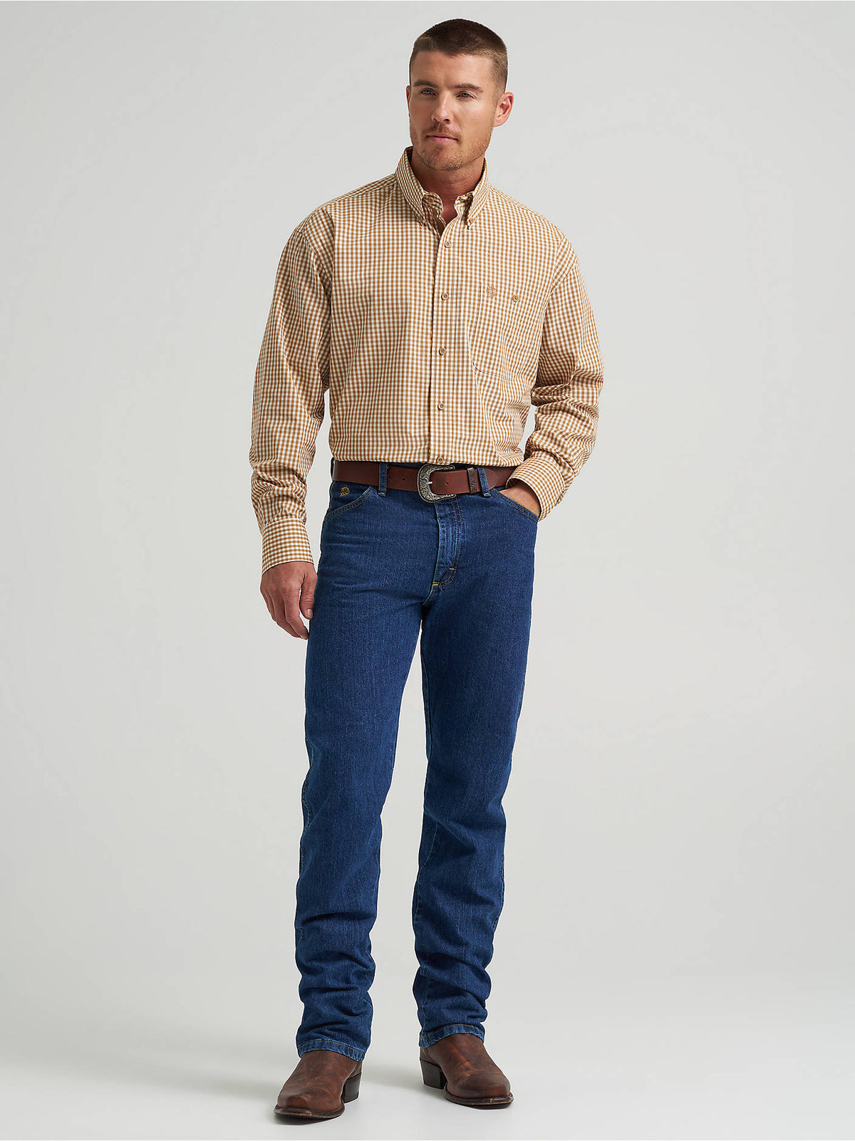 Wrangler Mens Tan Check 112369595 - view 2