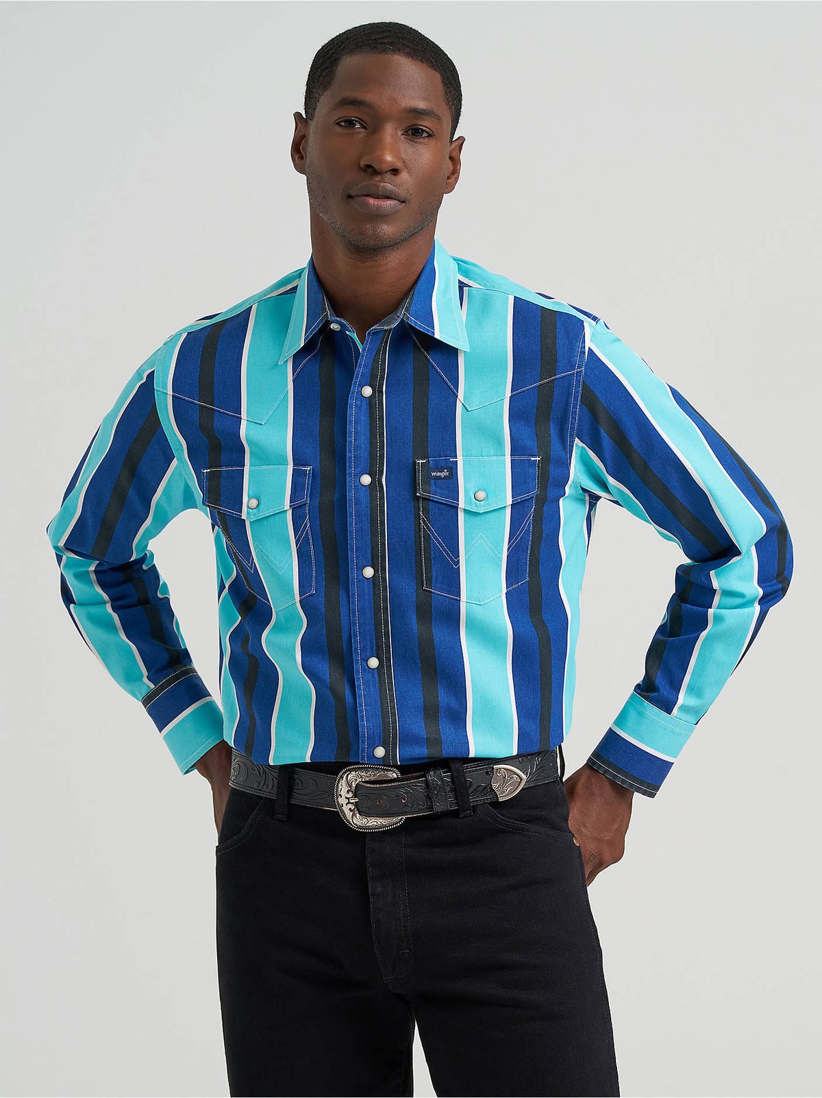 Wrangler Mens Blue Multi Stripe 112379229 - view 2