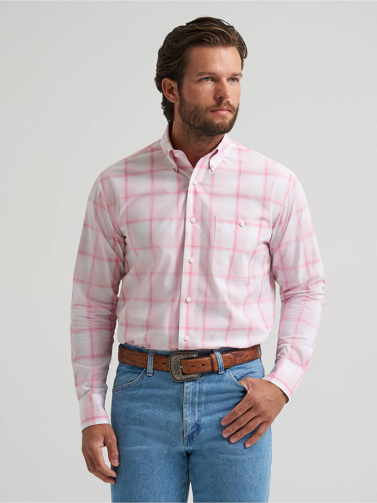 Wrangler Mens Pink Plaid 112379235 - view 1