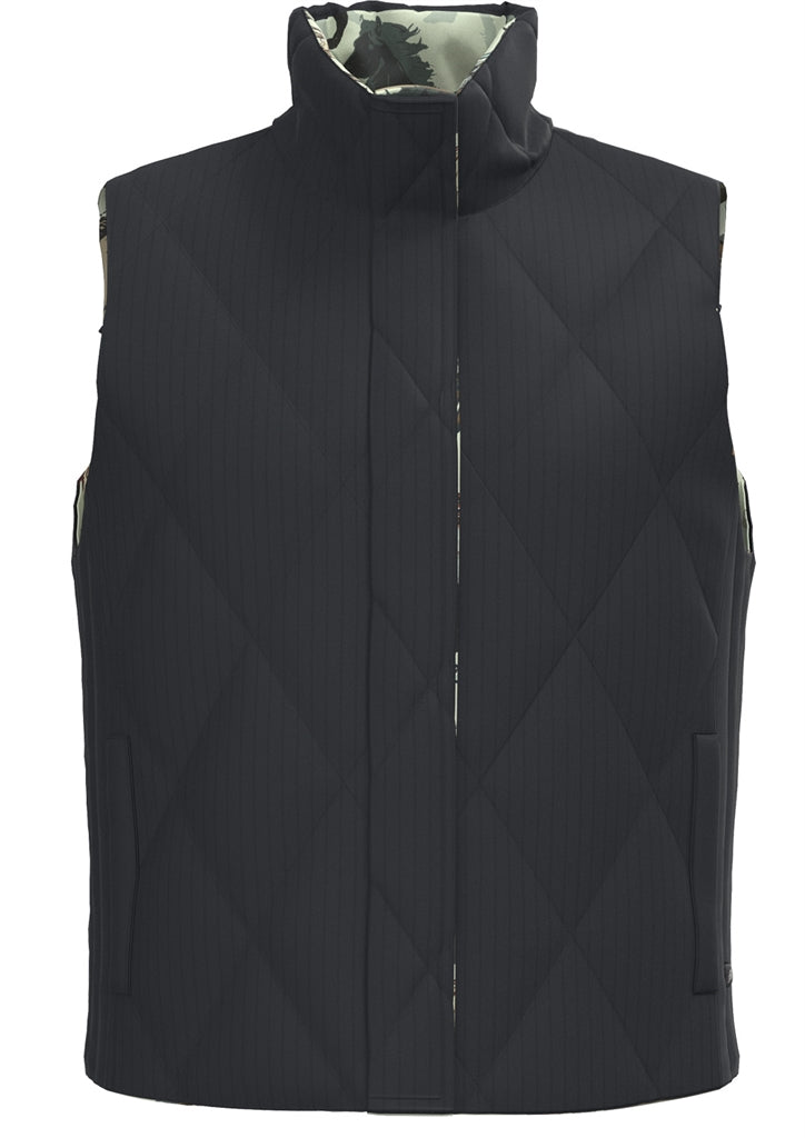 Hooey Women's Cassidy Reversible Quilted Vest, Dark Charcoal – front, black side
