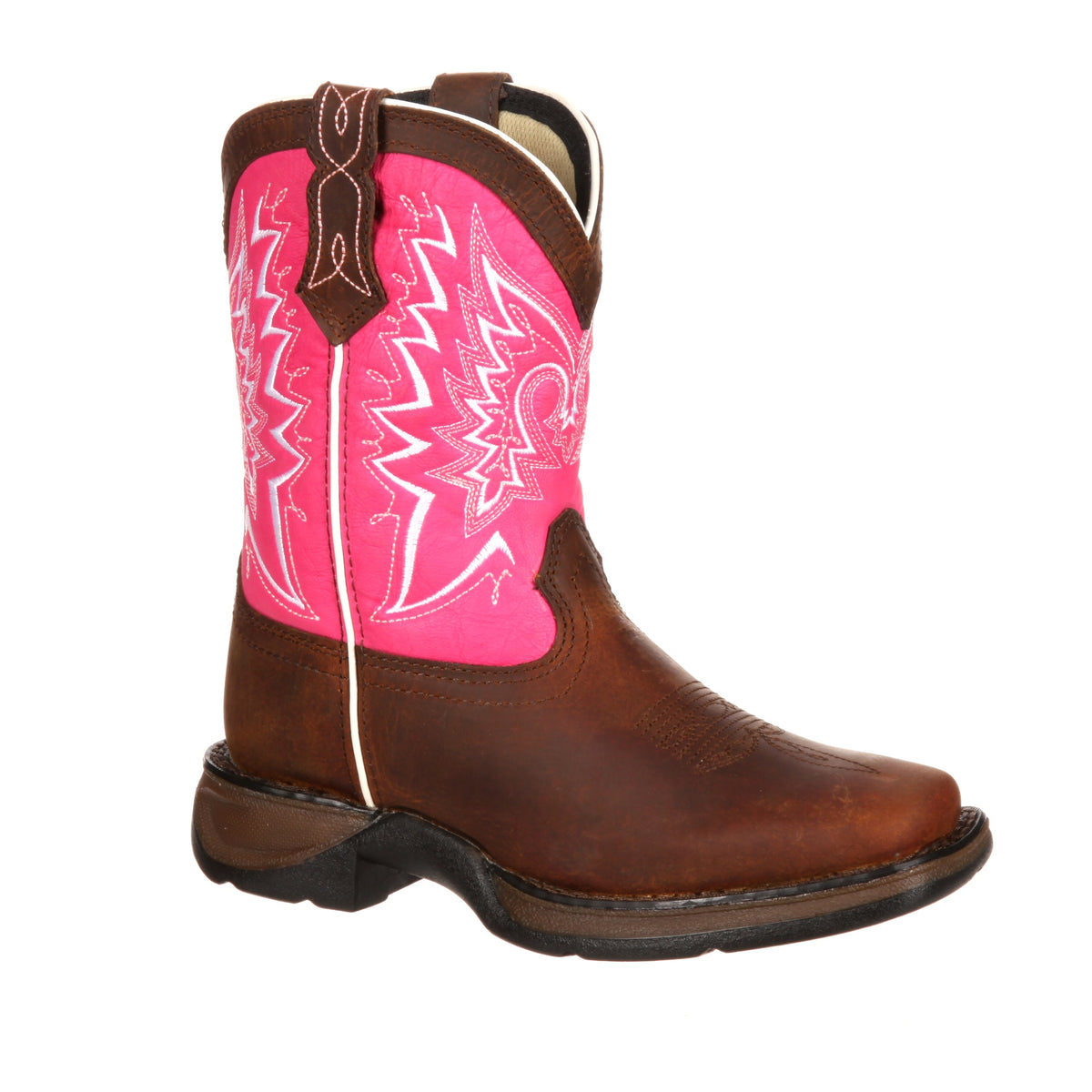 Durango Little Kid Let Love Fly Western Boot (Brown and Pink)