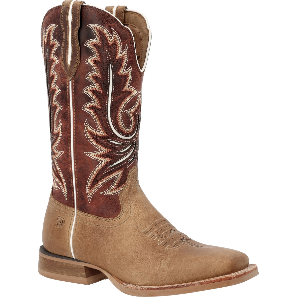 Durango Women's Lady Rebel Pro Almond & Cayenne Western Boot, 12-inch square toe pull-on cowboy boot.