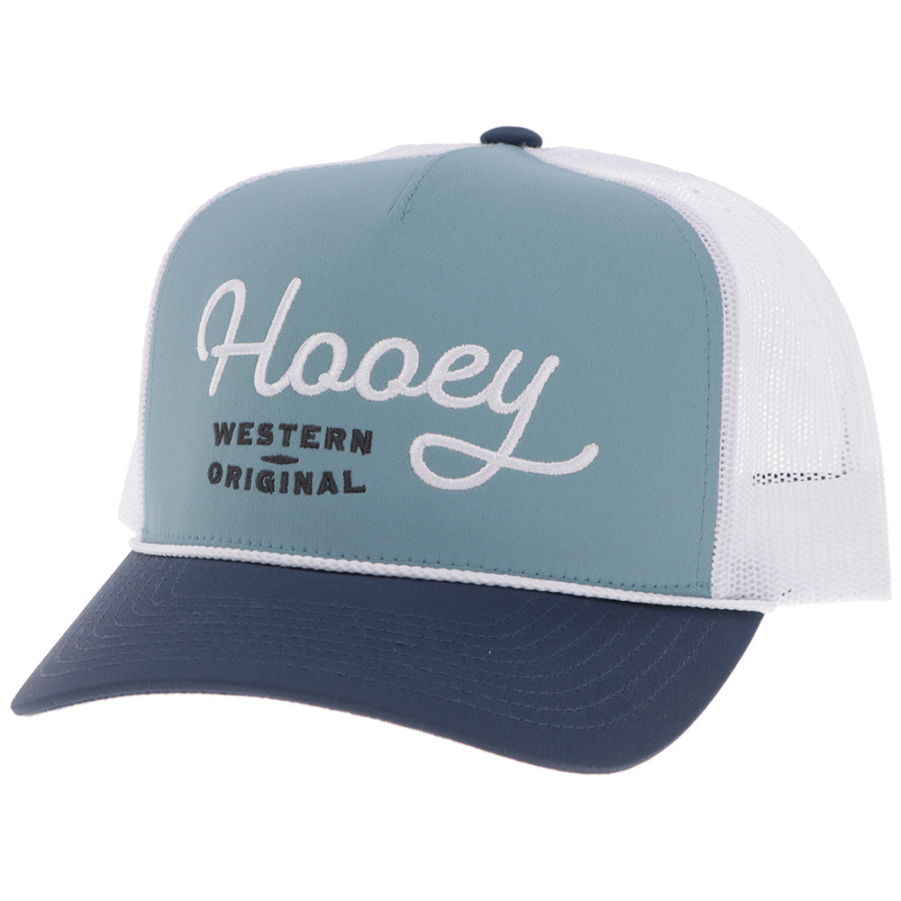 Hooey OG Trucker Hat, Light Blue/White – 3-4 front