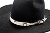 3D white calf hair hat band, 3/4 inch, with cattle brand detailing for cowboy hats.