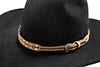 3D tan hat band, 3/4 inch, with scroll filigree design and buck-lace edging.