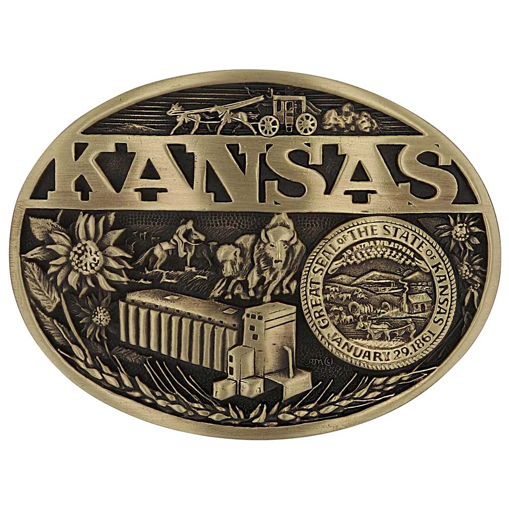 Montana Silversmiths Kansas State Heritage Attitude Buckle