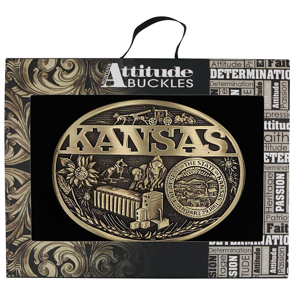 Montana Silversmiths Kansas State Heritage Attitude Buckle