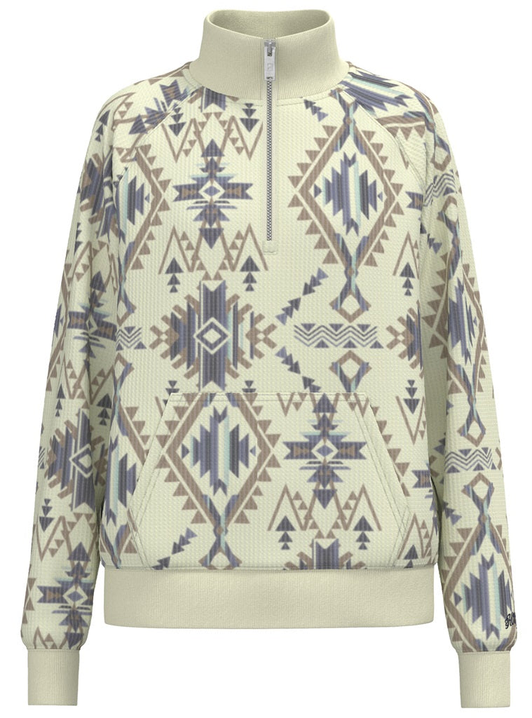 Hooey Women's Mesa 1/4 Zip Pullover, Cream Aztec – front