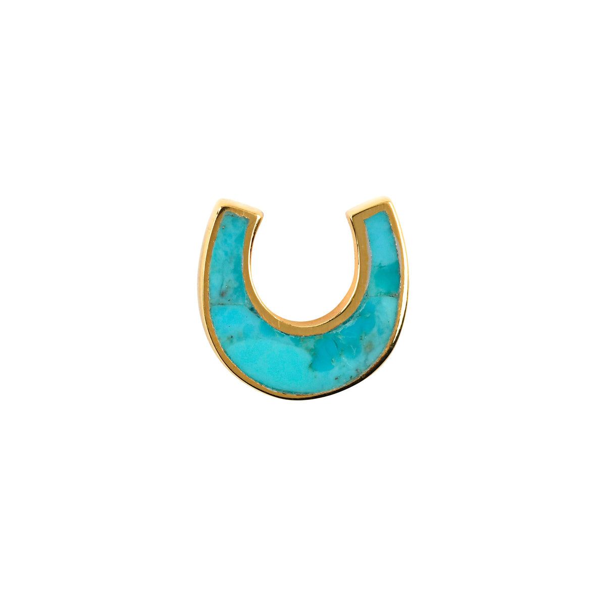 Peyote Bird Turquoise Horseshoe Pin, Gold – front
