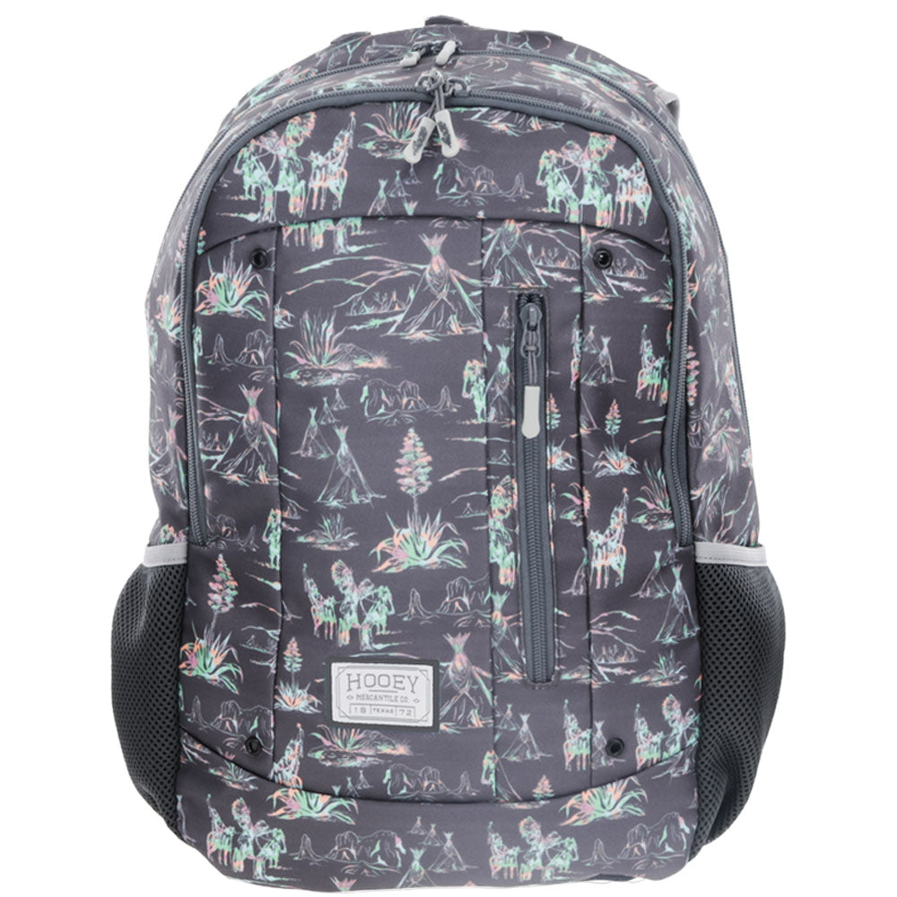 Hooey Rockstar Backpack, Charcoal/Grey Print – front