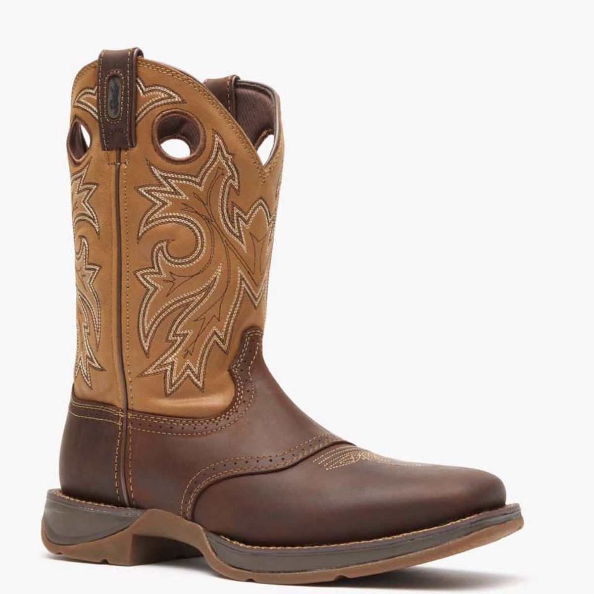 Durango Men's Rebel 'Saddle Up' Western Boot – 3-4 front, grey background