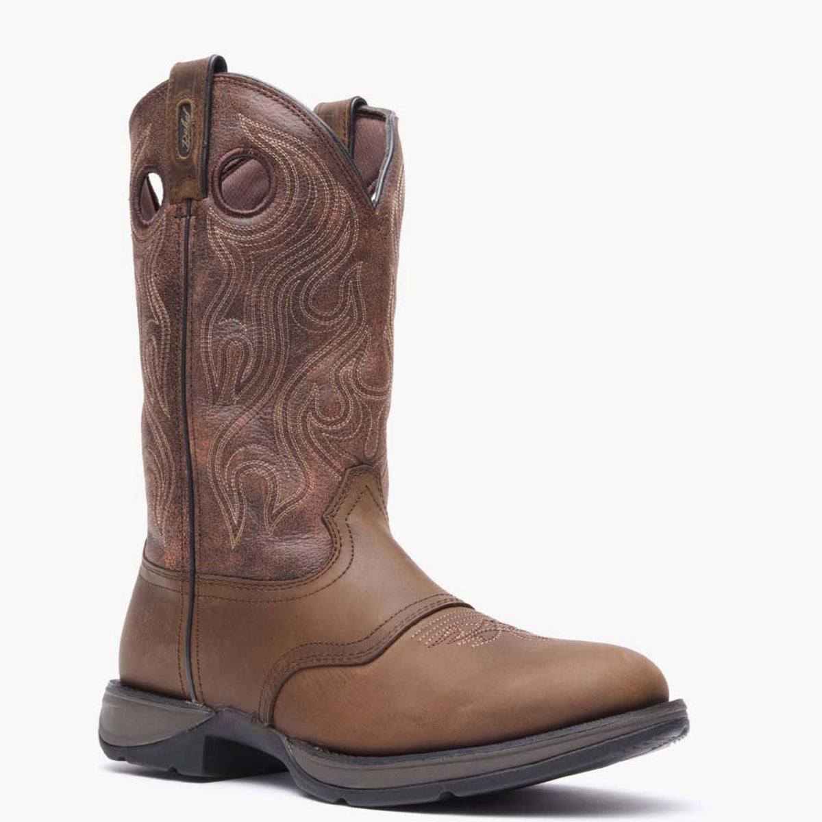 Durango Men's Rebel Saddle Western Boot, Brown – 3-4 front, grey background