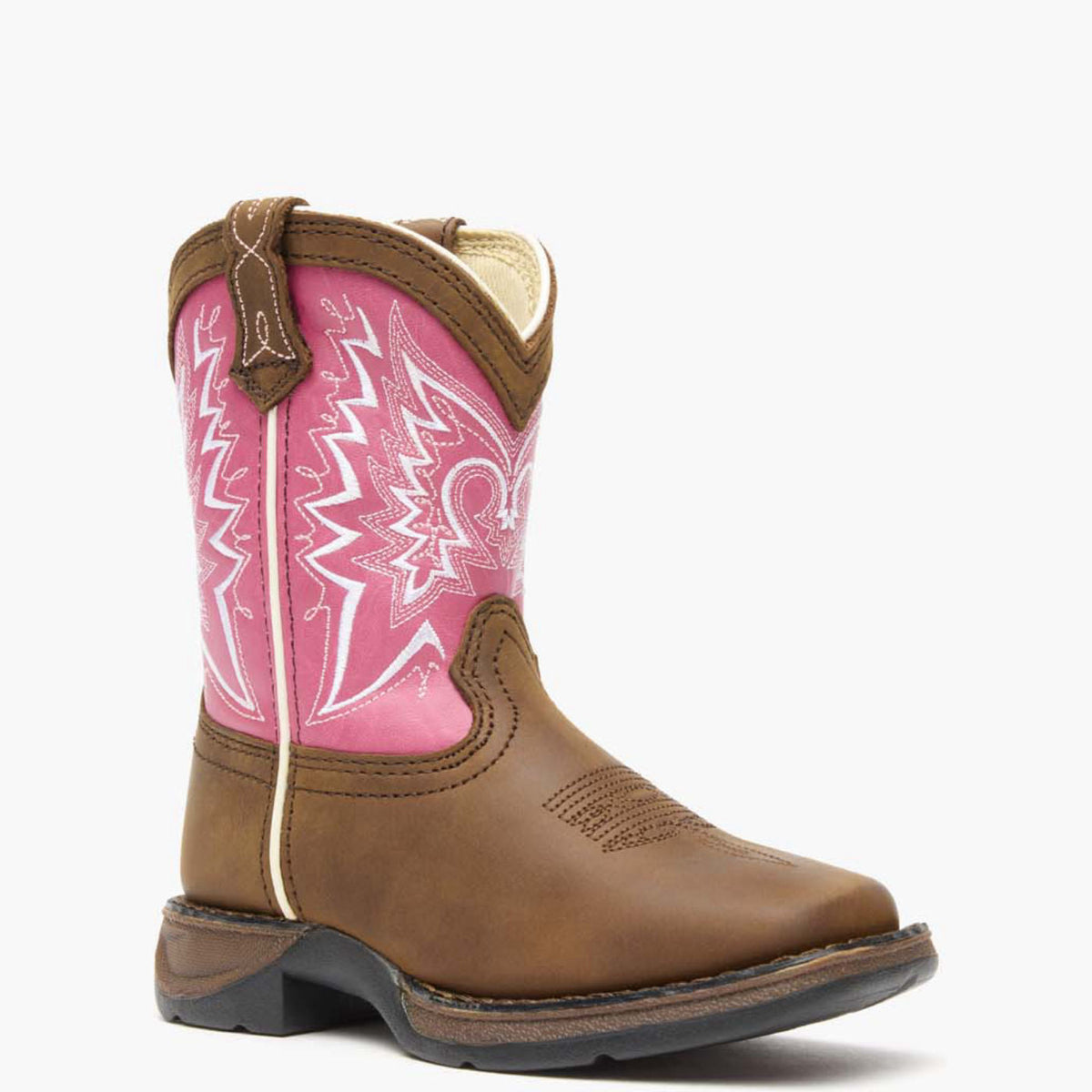 Durango Little Kid Let Love Fly Western Boot, Brown and Pink