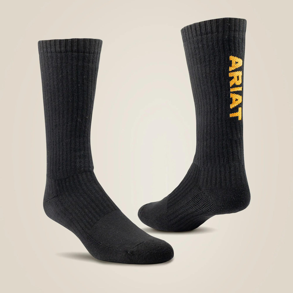 Men's Premium Ringspun Cotton Mid Calf Work Socks 3 Pair Pack, Black – front