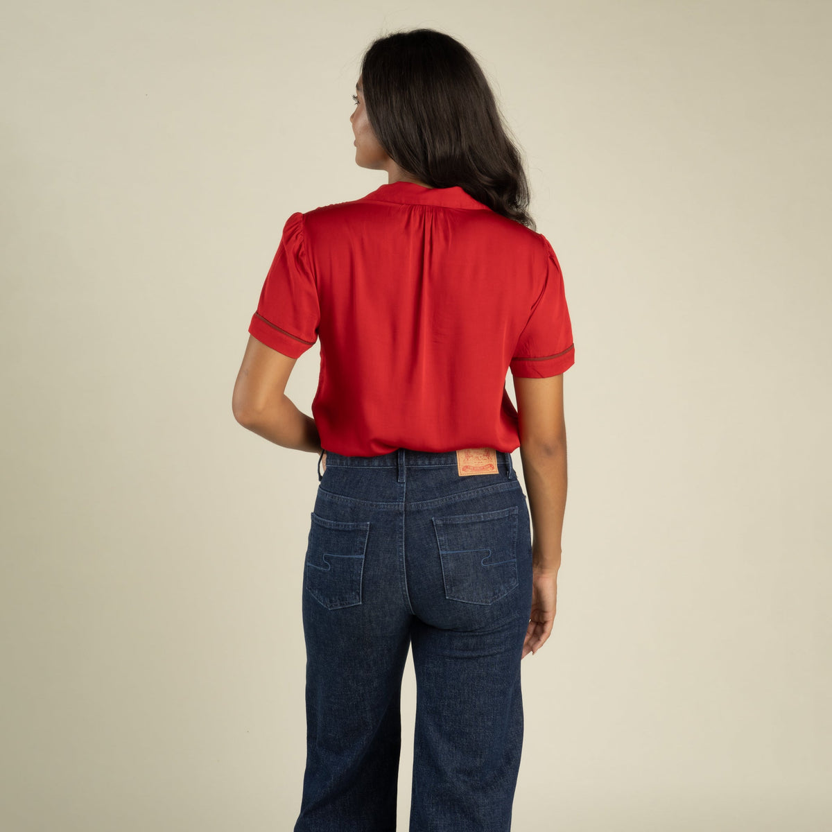 Sendero Provisions Co. Women's Cheyenne Western Blouse - Crimson - on model