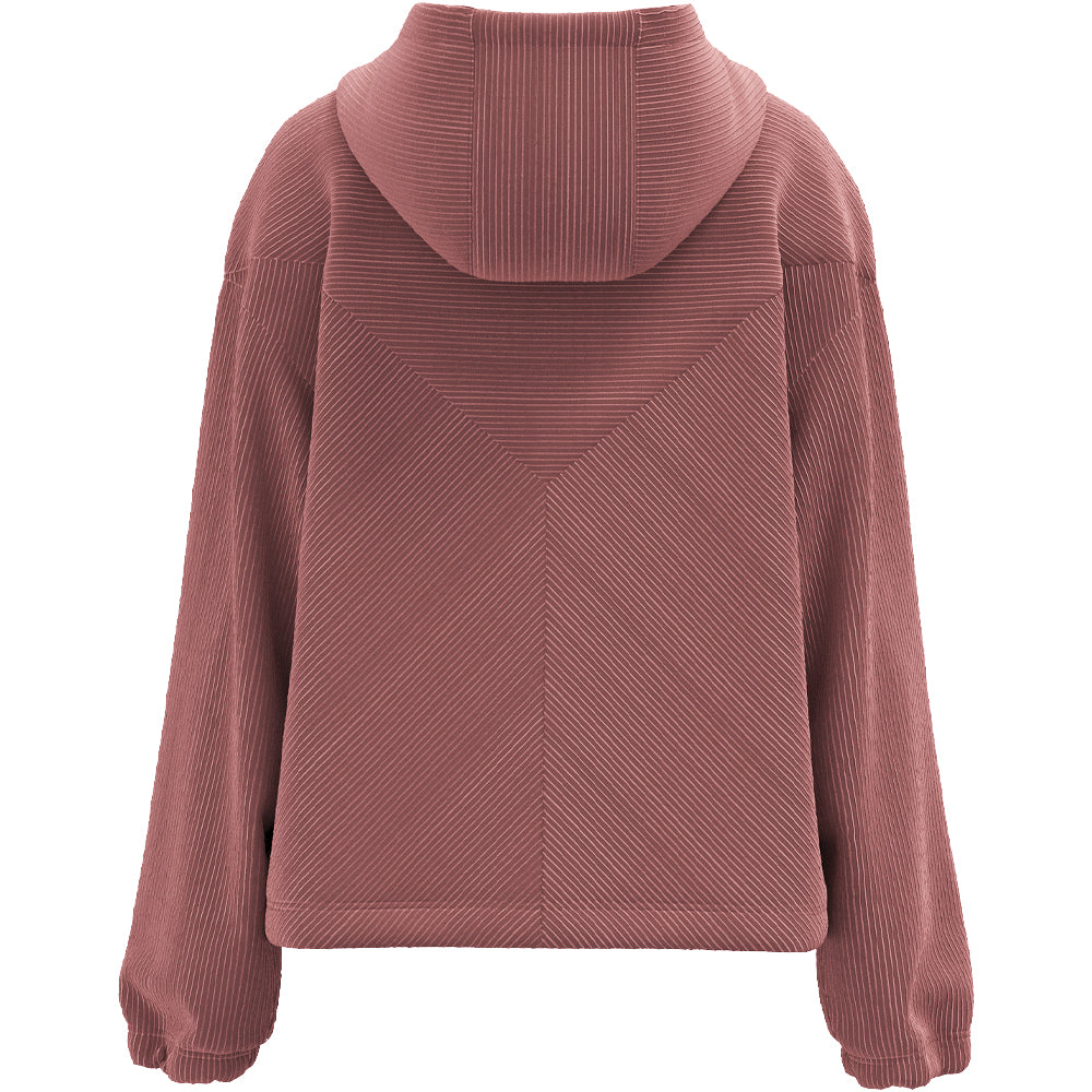 Hooey Women's Cowgirl Corduroy 1/4 Zip Hoodie, Maroon – back