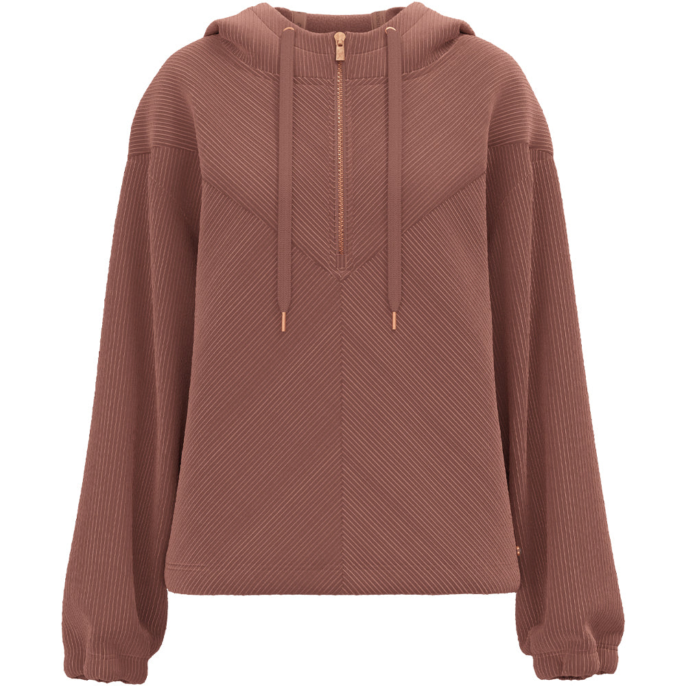 Hooey Women's Cowgirl Corduroy 1/4 Zip Hoodie, Maroon – front