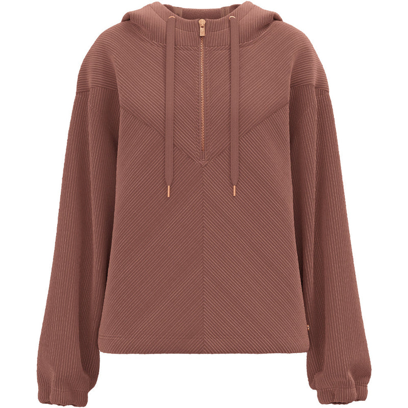 Hooey Women's Cowgirl Corduroy 1/4 Zip Hoodie, Maroon – front