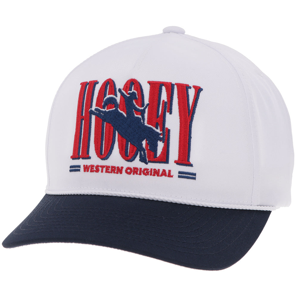 Hooey Wild Ride Trucker Hat, White/Navy – 3-4 front