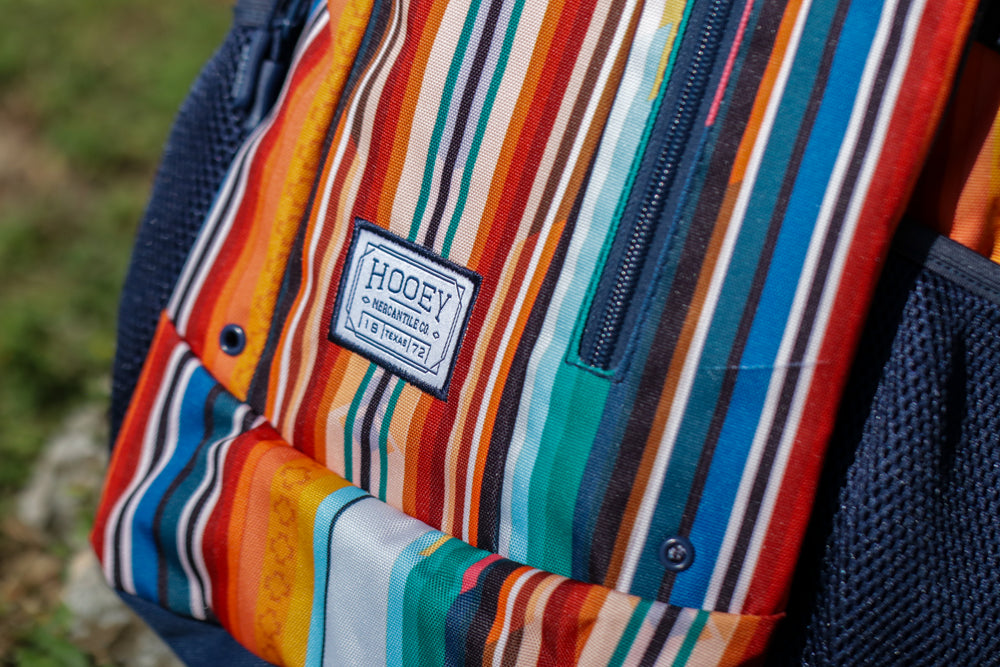 Hooey Rockstar Backpack, Serape/Navy – front pocket detail