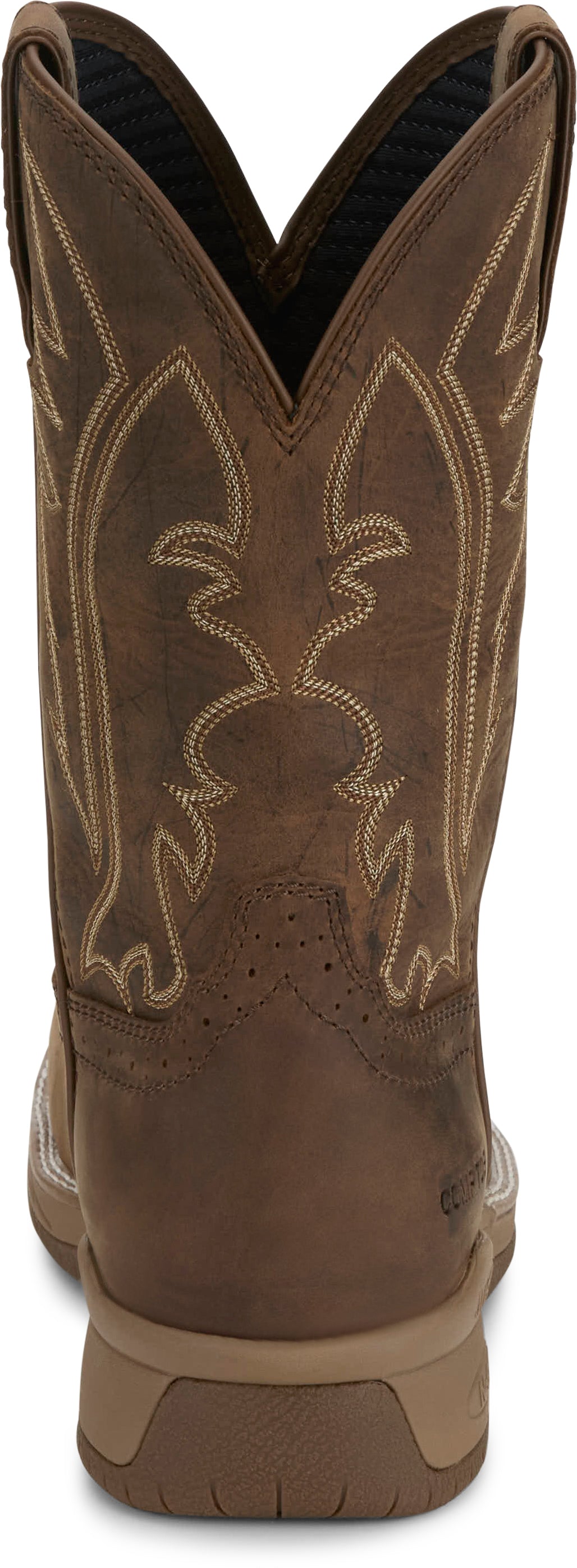 Justin Men’s Taupe Nitread Square Toe Boots, 11-inch, stylish western cowboy boots with durable leather construction.