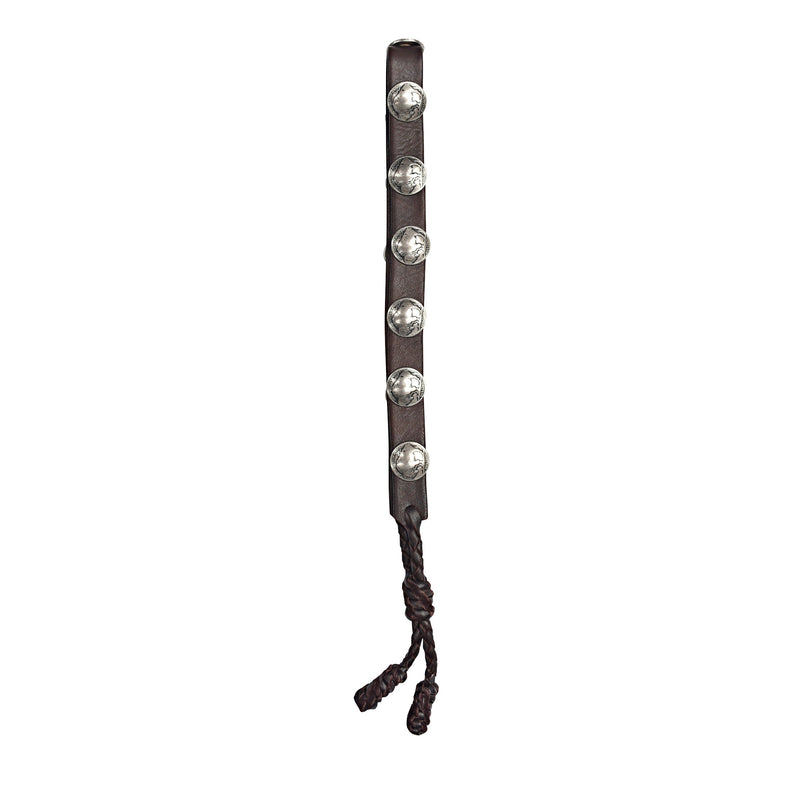 Peyote Bird Lampman Buffalo Nickel Hatband, Brown Braided Ends – full length