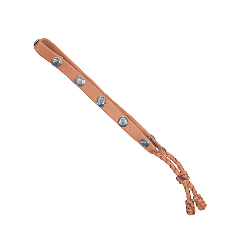 Peyote Bird Lampman Sun Concho Hatband, Tobacco Braided Ends – full length