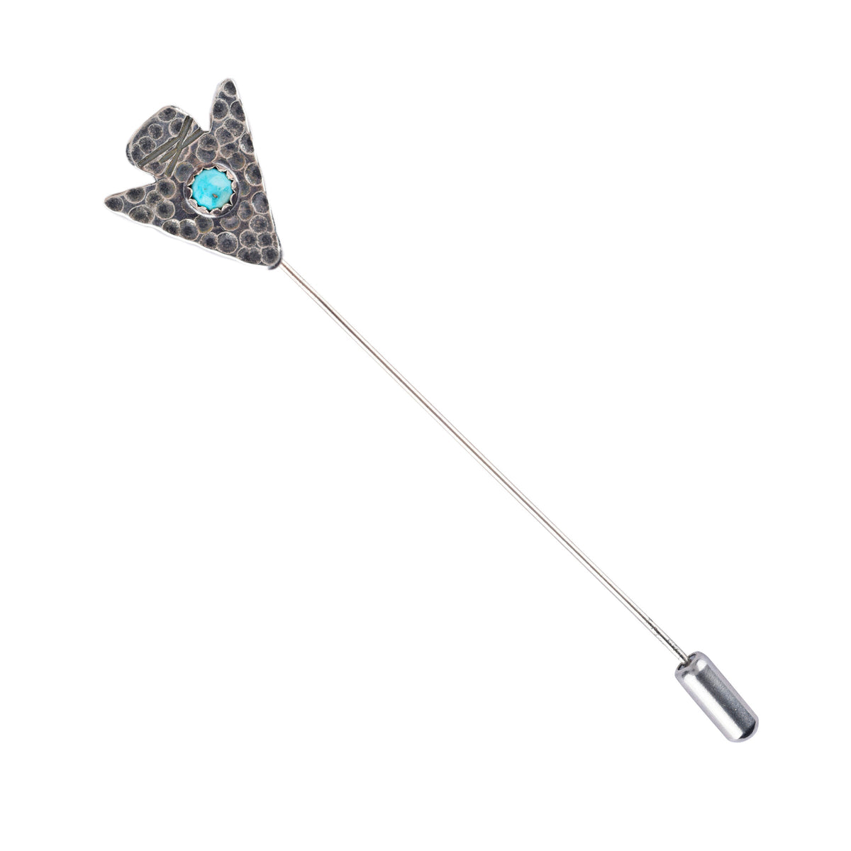 Peyote Bird Joe Eby Turquoise Arrowhead Stick Pin – front