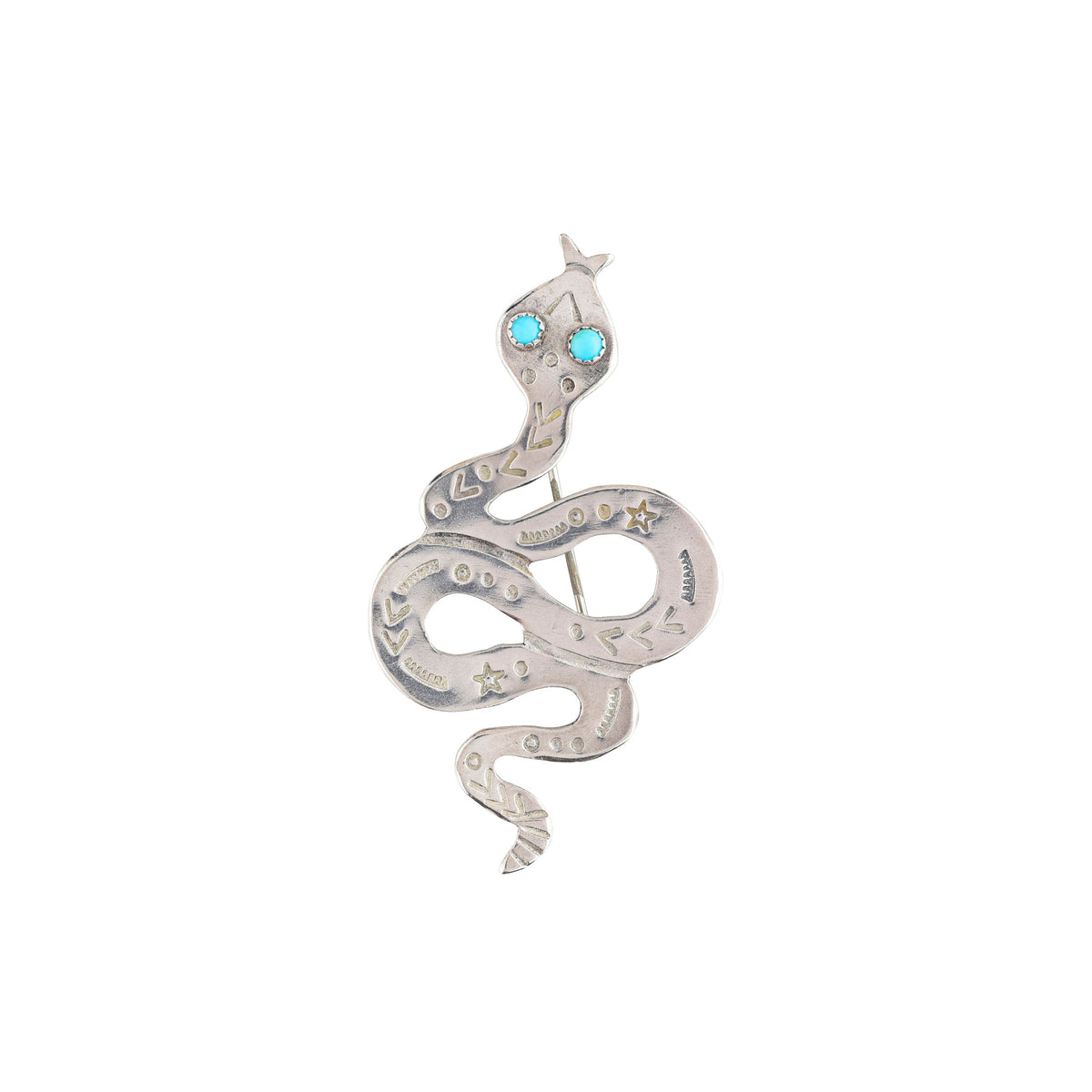 Peyote Bird Joe Eby Celestial Snake Pin, Sterling Silver – front