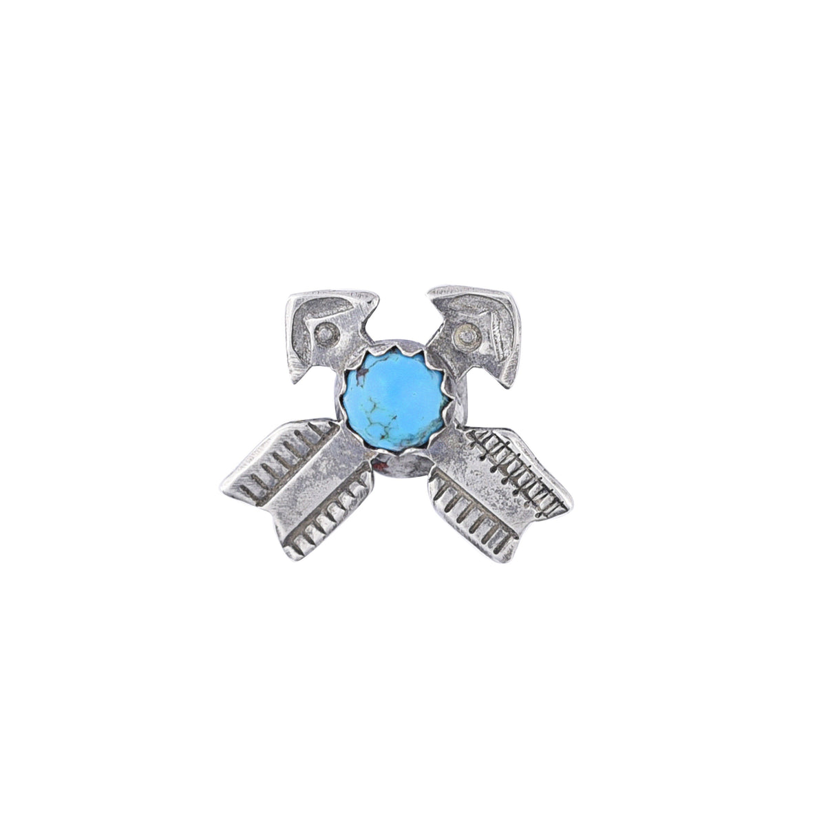 Peyote Bird Joe Eby Crossed Arrows Turquoise Pin – front