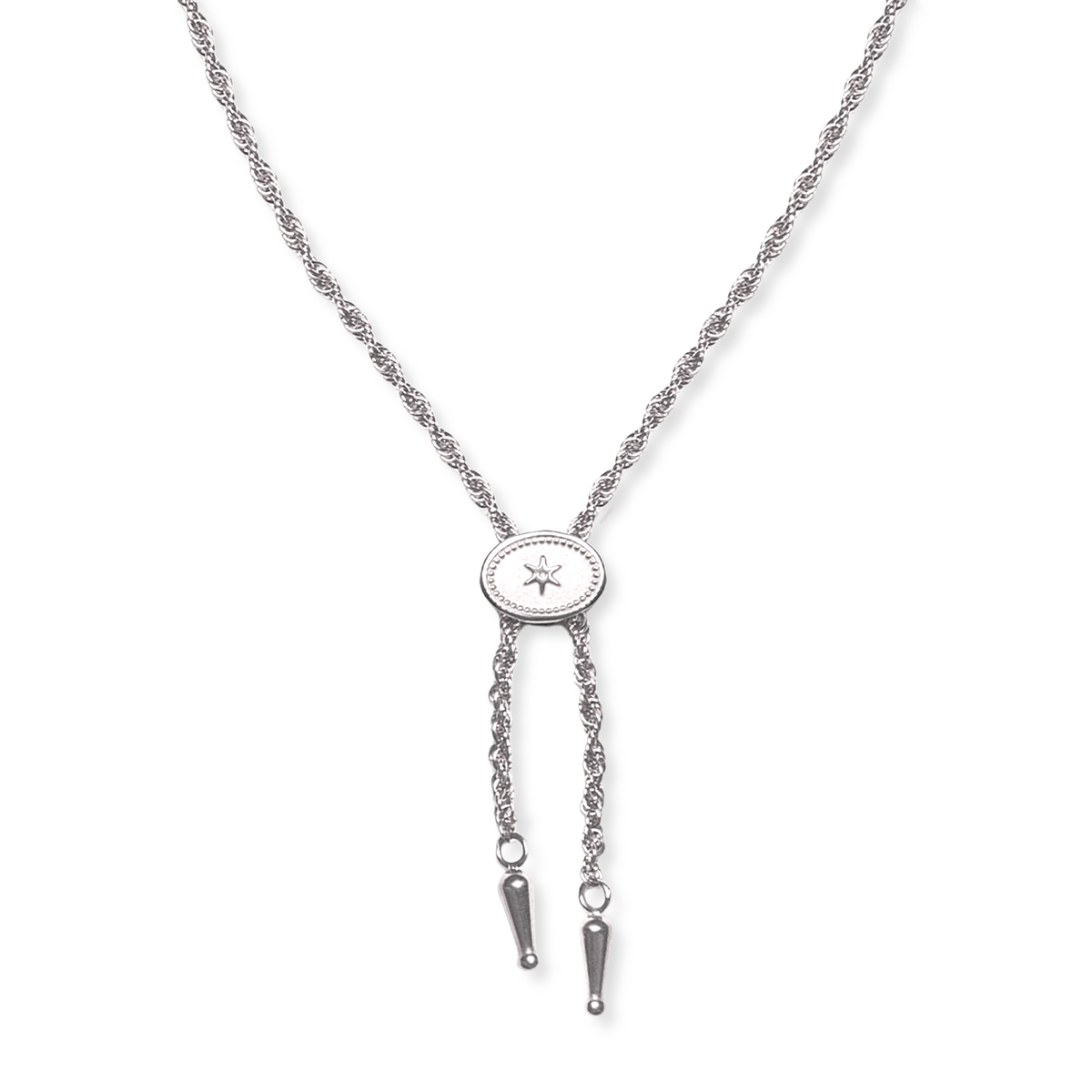 SpurWest Annley Bolo Tie Necklace in silver