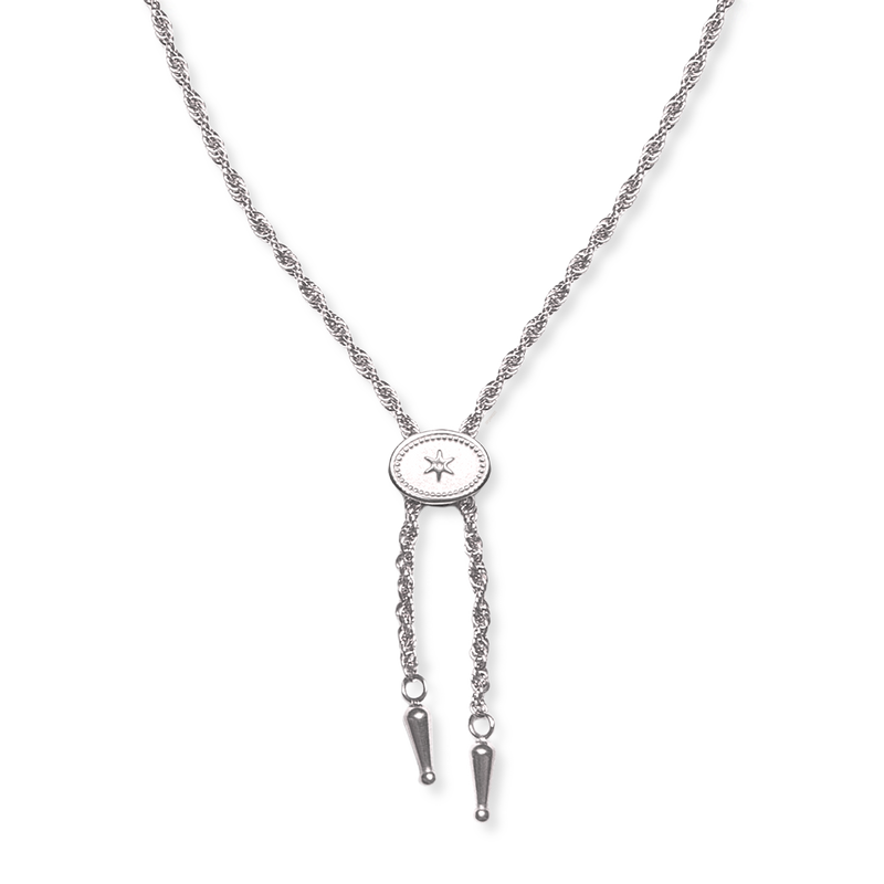 SpurWest Annley Bolo Tie Necklace in silver
