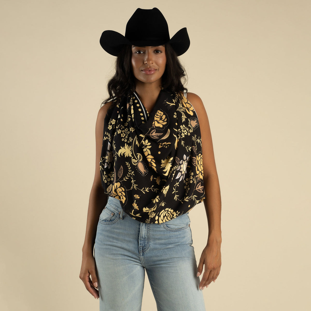 Sendero Provisions Co. Black Floral Bandana Scarf - Black - front