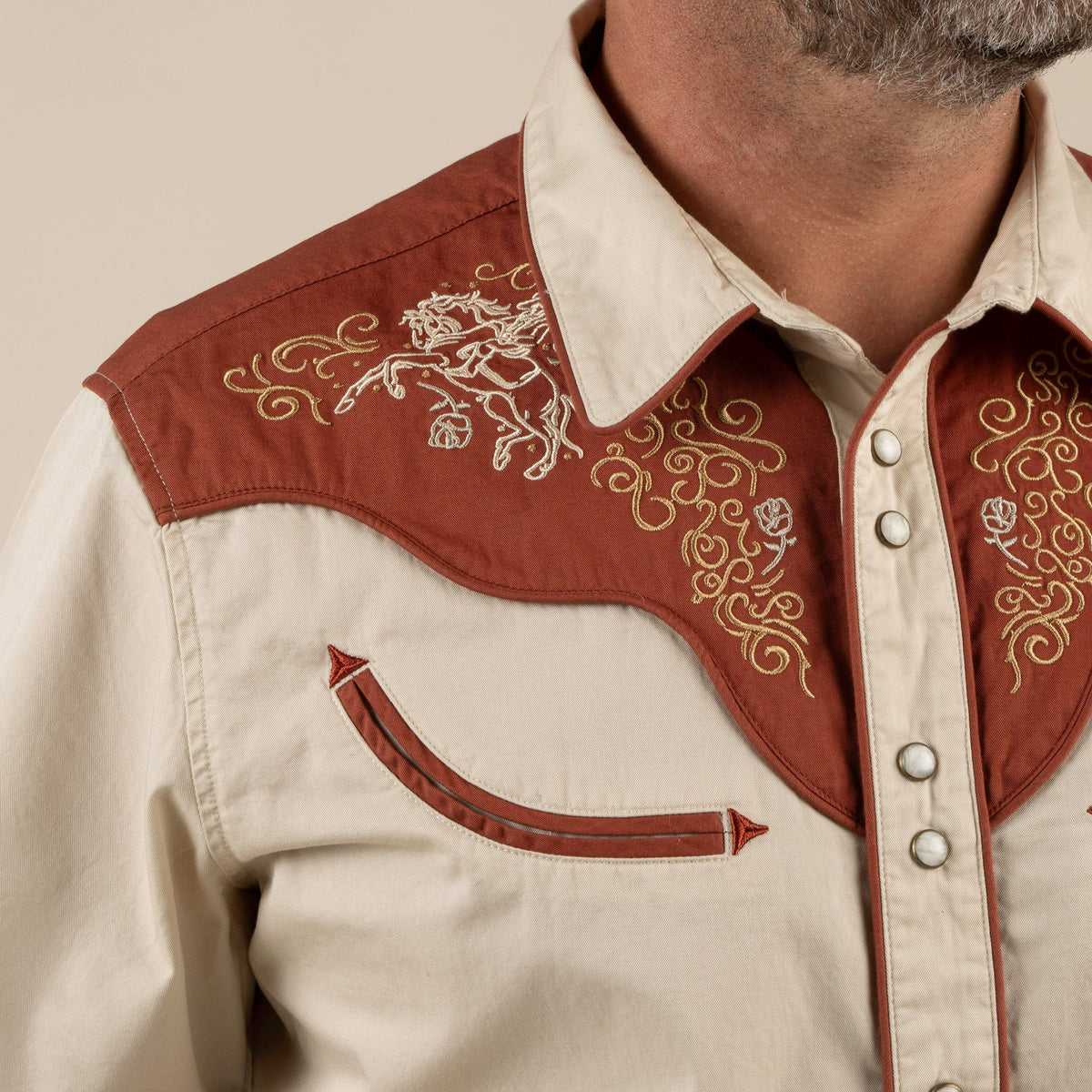 Sendero Provisions Co. Men's Cody Western Short Sleeve Shirt - Oat - front