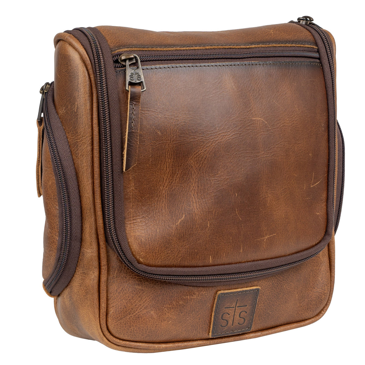 STS Ranchwear Men's Tucson Hanging Shave Kit, Tan – front angle