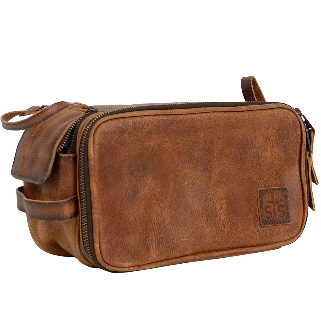 STS Ranchwear Men's Tucson Double Zip Shave Kit, Tan – front angle