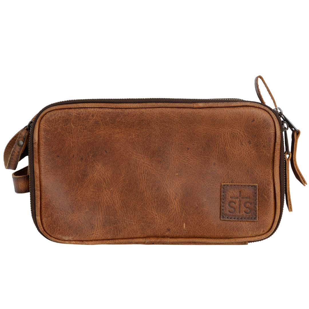 STS Ranchwear Men's Tucson Double Zip Shave Kit, Tan – front