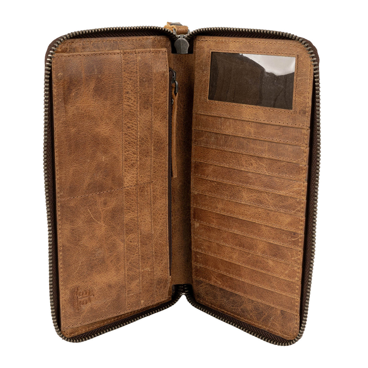 STS Ranchwear Women's Vaquero Cowhide Concho Bentley Wallet, Brown and White Hair-On – inside, open card slots