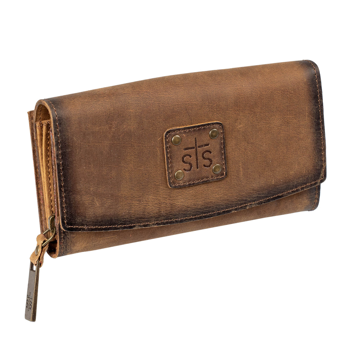 STS Ranchwear Women's Baroness Trifold Wallet, Tan – front angle