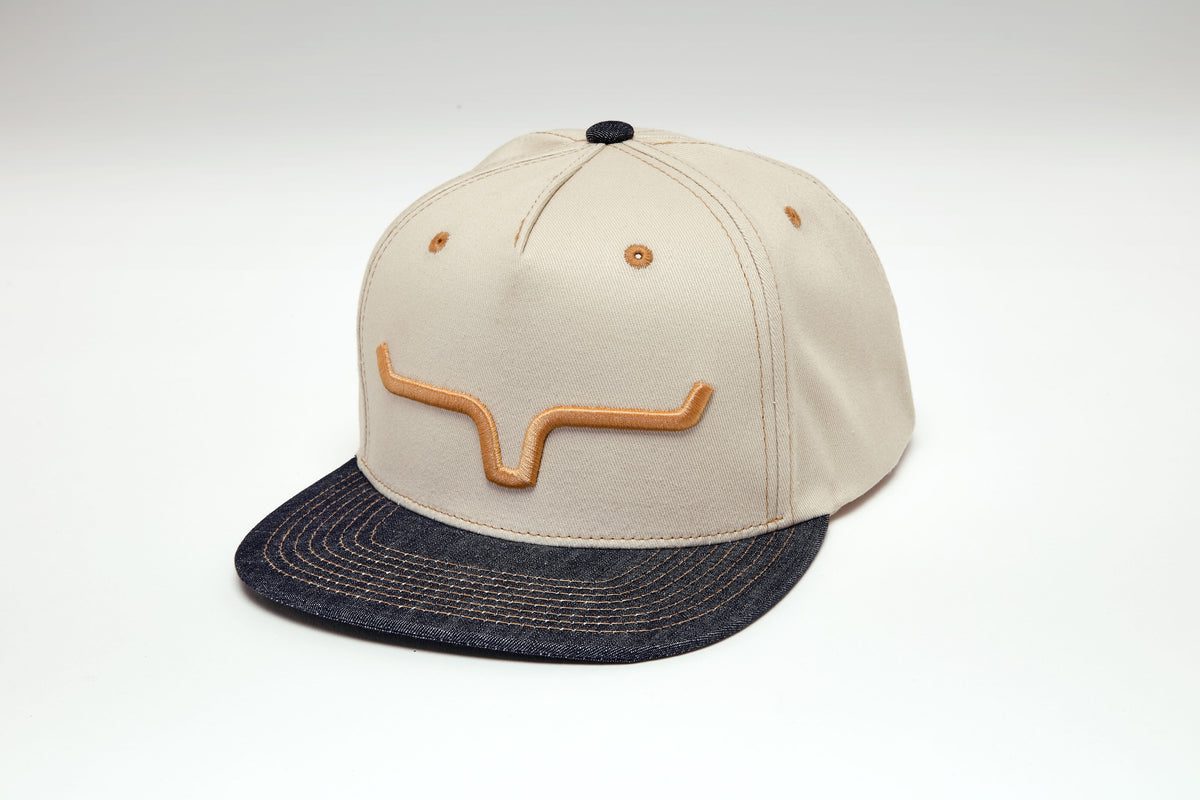 Kimes Ranch Weekly Tall Trucker Hat - Sand/Denim
