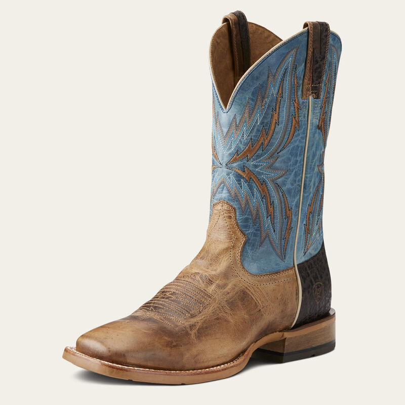 Ariat Arena Rebound Western Boot in Dusted Wheat, featuring leather construction and traditional cowboy boot design.