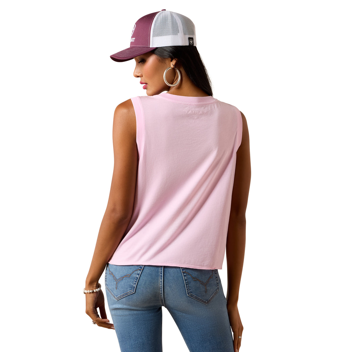 Ariat Canyon Rose Tank shirt in pirouette color, featuring a sleeveless design with a relaxed fit and stylish details.