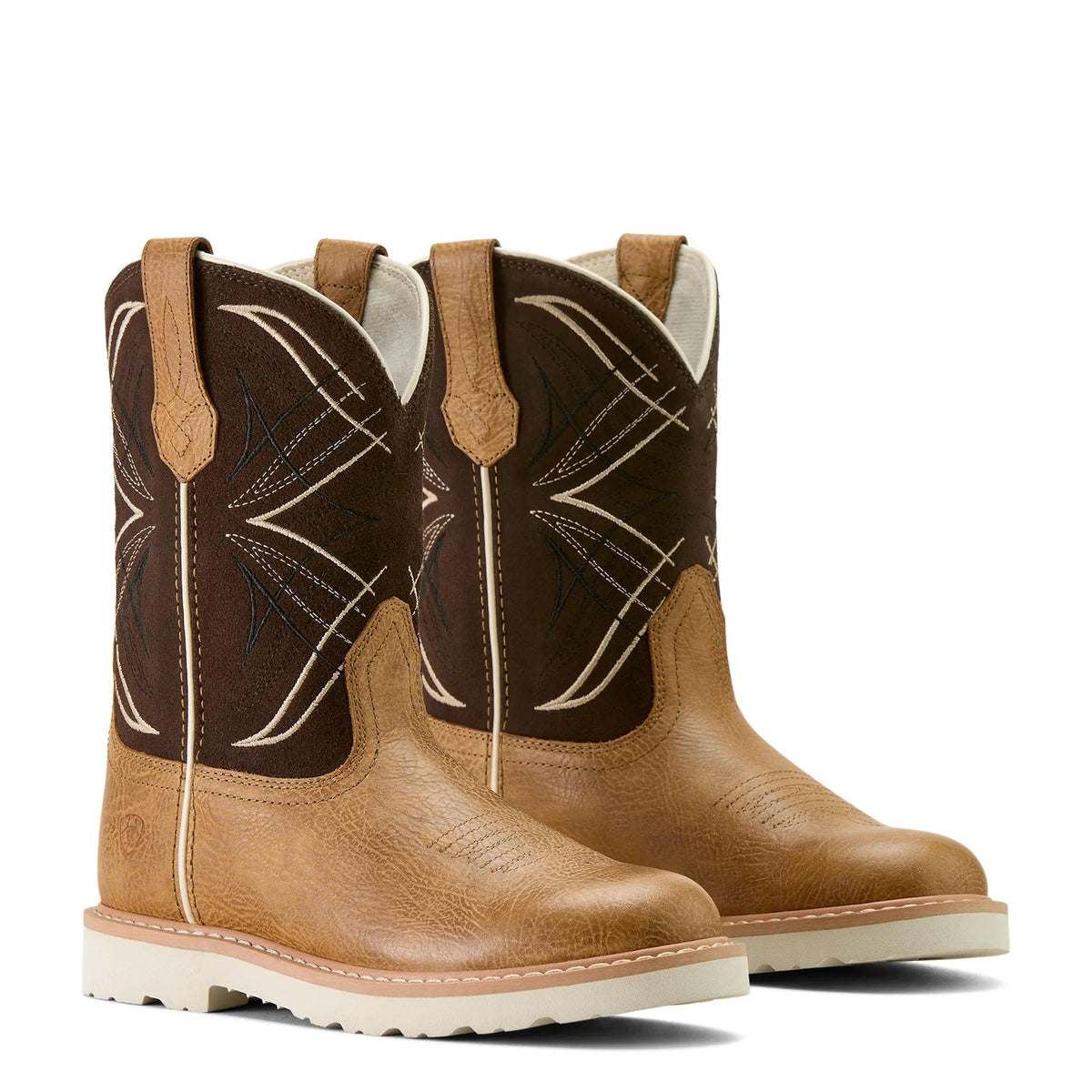 Ariat Kids' Activate Round Toe Western Boot, Cottage|Aged Bark Suede – pair
