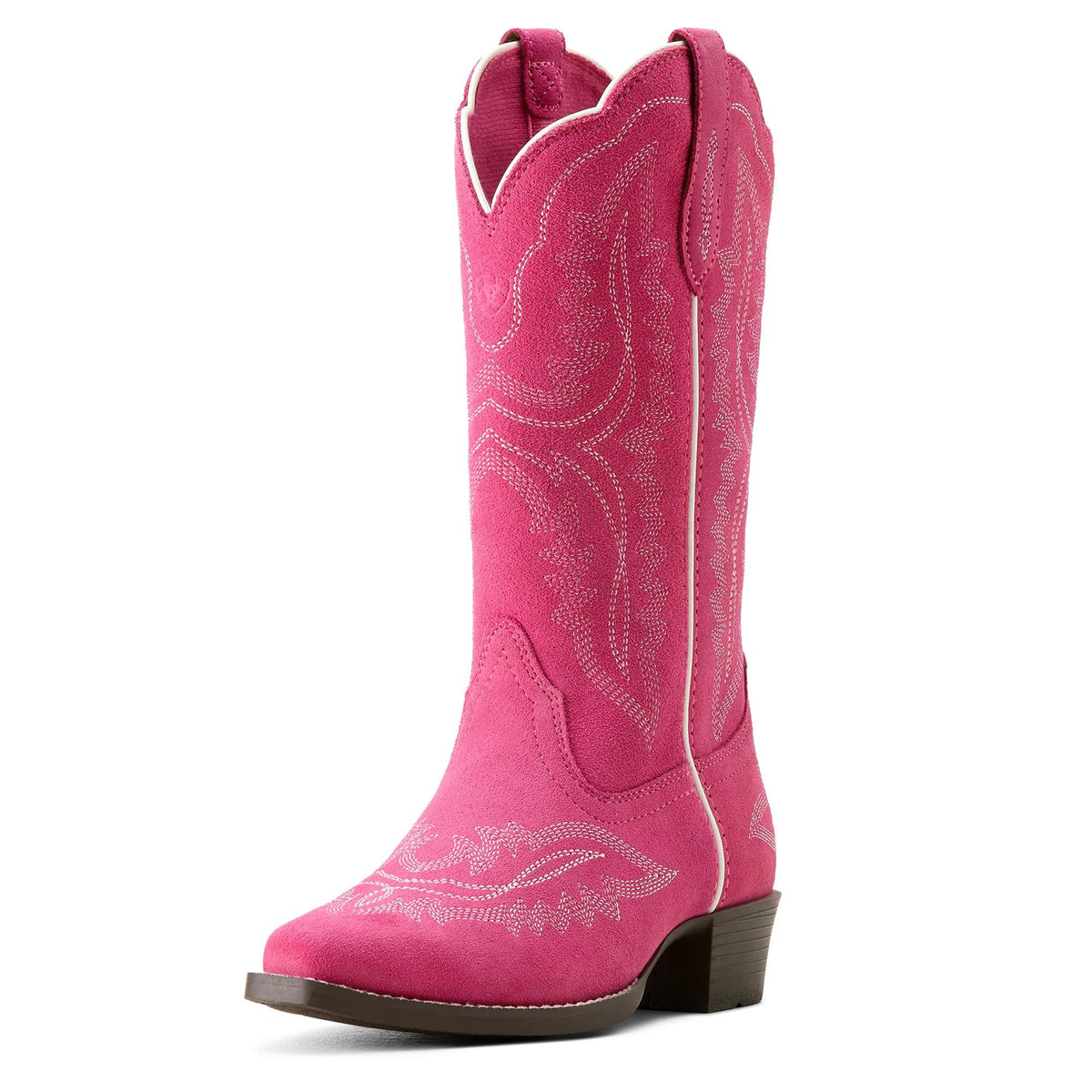 Ariat Kids' Casanova D Toe Western Boot, Haute Pink Suede – 3-4 front