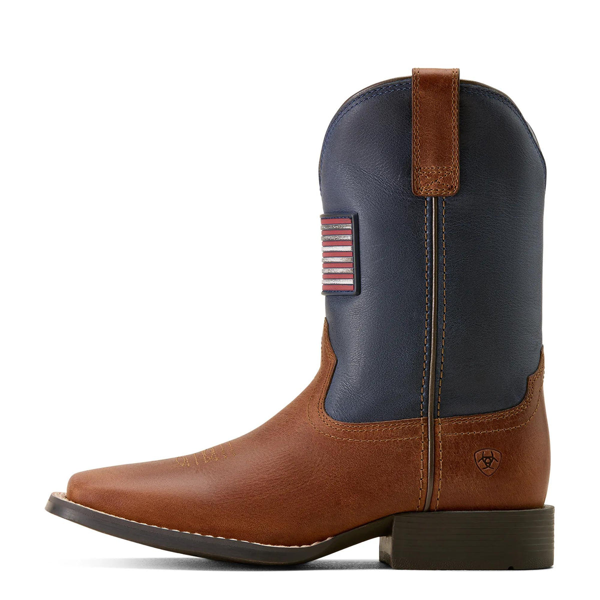 Ariat Kids' Freedom Rider Wide Square Toe Western Boot, Hickory Smoke|Nightfall Navy – side