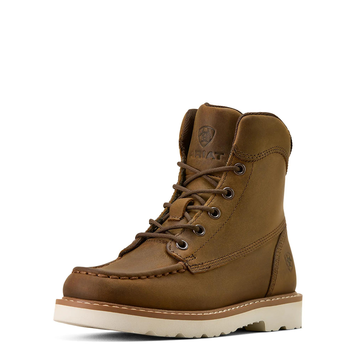 Ariat Kids' Lift Lacer Moc Toe Boot, Distressed Brown – 3-4 front