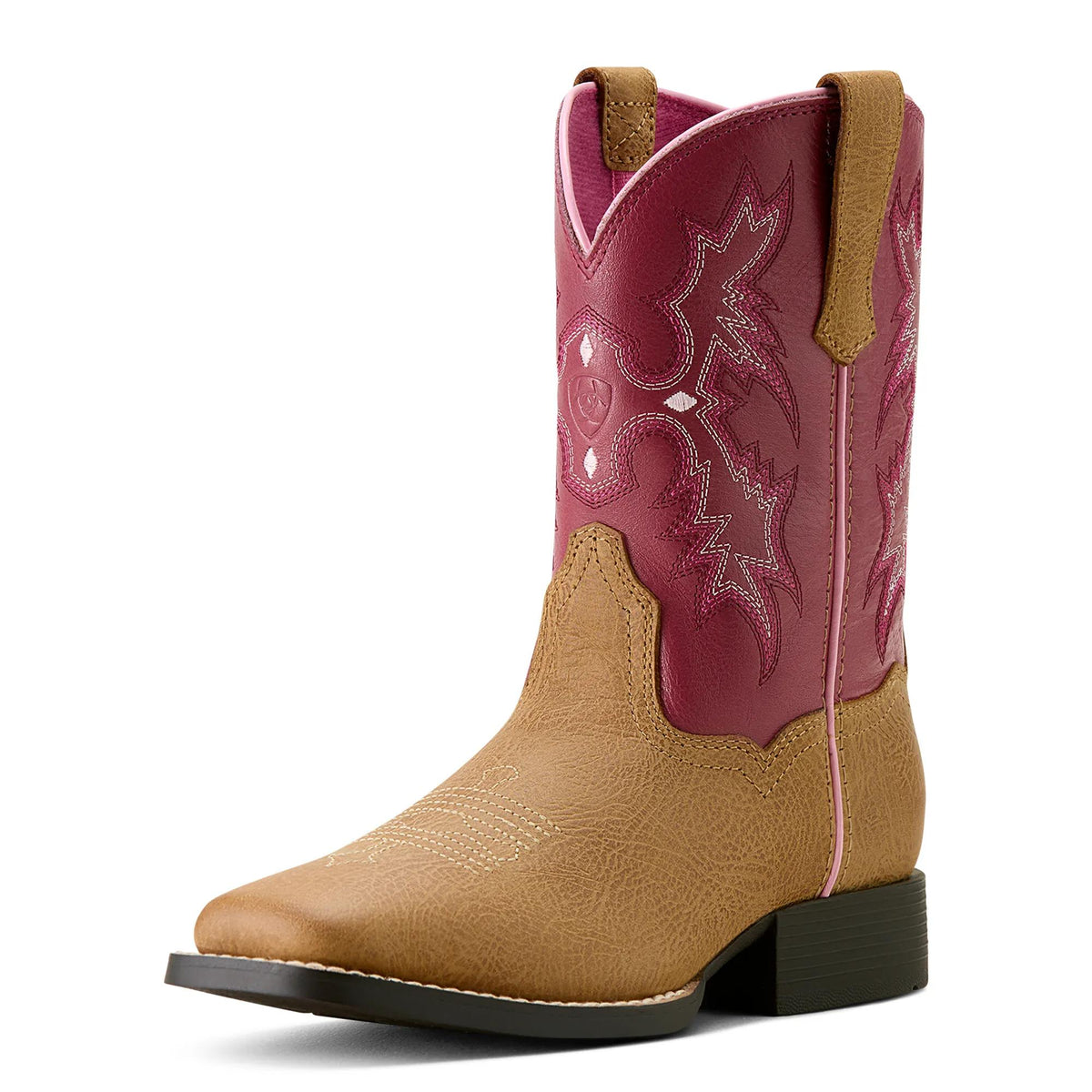 Ariat Kids' Tombstone Wide Square Toe Western Boot, Cottage|Rosebud – 3-4 front